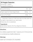 USN APPLE CIDER VINEGAR 60 CAPS
