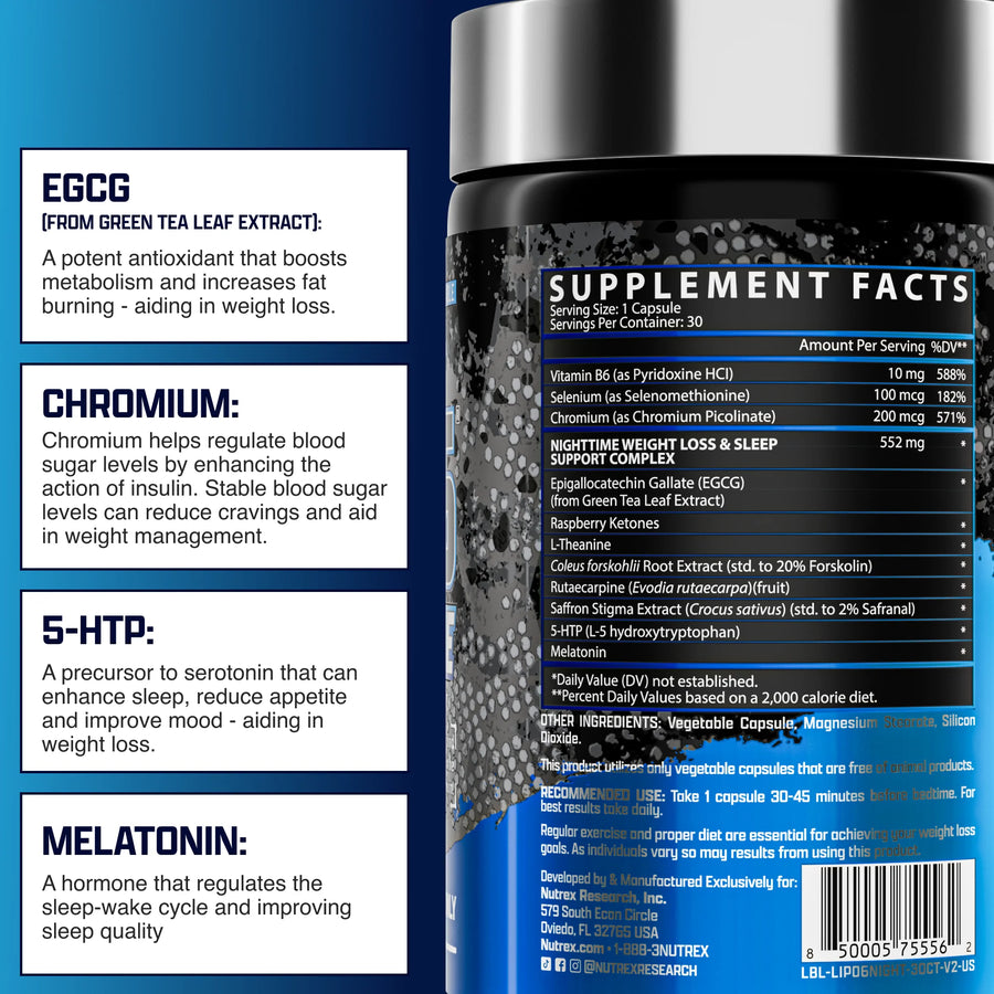 NUTREX LIPO6  BLACK NIGHTTIME  30 BLACK CAPS*
