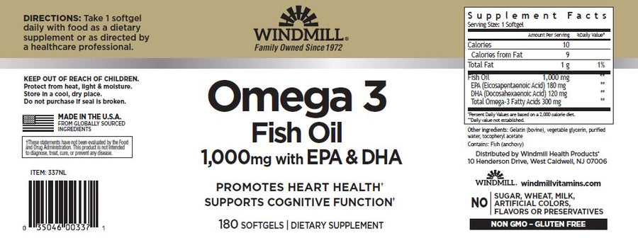 WINDMILL OMEGA 3 EPA + DHA 180CAPS
